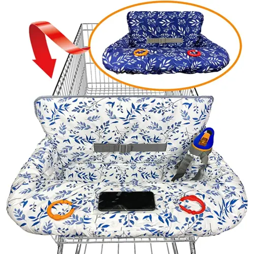 Shopping Cart Cover for Baby Grocery Cart Cover for Baby boy and Baby Girl, High Chair Cover for Baby and Toddler, Baby Registry Gift - Waterproof - Extra Large - Cotton - Double Sided (deep Blue)