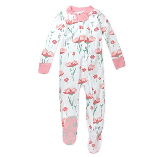HonestBaby Non-Slip Footed Pajamas One-Piece Sleeper Zip-Front Pjs 100% Organic Cotton for Baby Girls