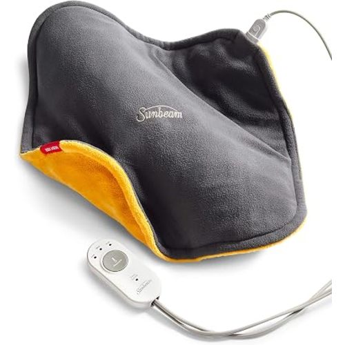 Sunbeam ConformHeat Heating Pad, 14" x 14", Lightly Weighted, Flexible Design, XpressHeat Technology, Machine-Washable, Pain Relief for Back, Shoulder, Neck, Grey