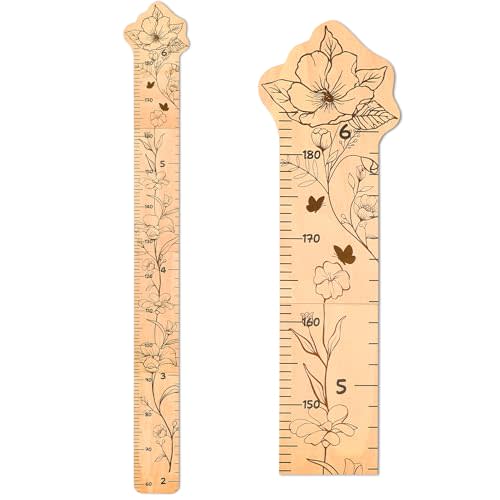 Beinou Growth Chart for Wall Wood Height Chart for Kids Height Measurement for Wall Boy Girls Height Wall Chart Growth Measuring Ruler Room Wall Decor,Flower