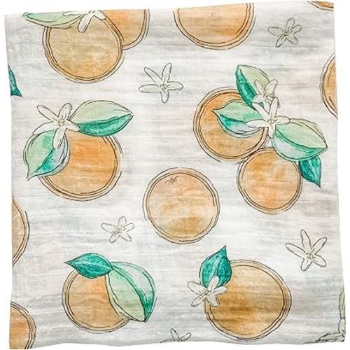 Orange Blossom Baby Swaddle Blanket - 70% Viscose from Bamboo/ 30% Cotton Muslin - Silky Soft, Breathable, Lightweight, Large - 47 in. x 47 in.