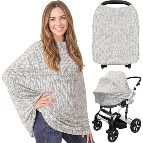 KeaBabies Nursing Cover, Multi Use Breastfeeding Cover (Herringbone)