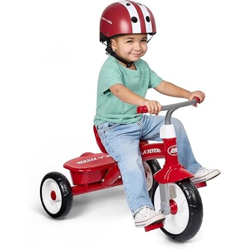 Radio Flyer Red Rider Trike, Ages 2.5-5, Adjustable Seat, Steel Construction, Quiet Ride Wheels, Storage Bin, Comfort Grip Handlebars, Tricycle for Toddlers, Amazon Exclusive