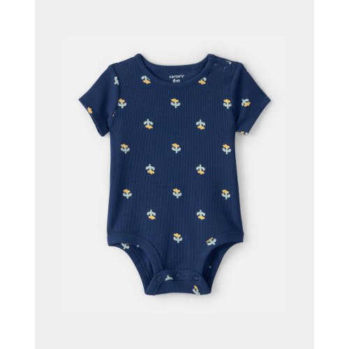 Baby Girl Floral Graphic Bodysuit - Blue | Carter's