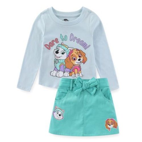 Paw Patrol Nickelodeon Skye And Everest Girls Long Sleeve Shirt And Twill Skirt Set For Toddler And Big Kids