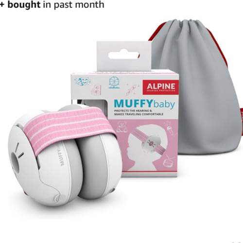 Alpine Muffy Baby Ear Protection for Babies and Toddlers up to 36 Months - CE & ANSI Certified - Noise Reduction Earmuffs - Comfortable Baby Headphones Against Hearing Damage & Improves Sleep - Pink