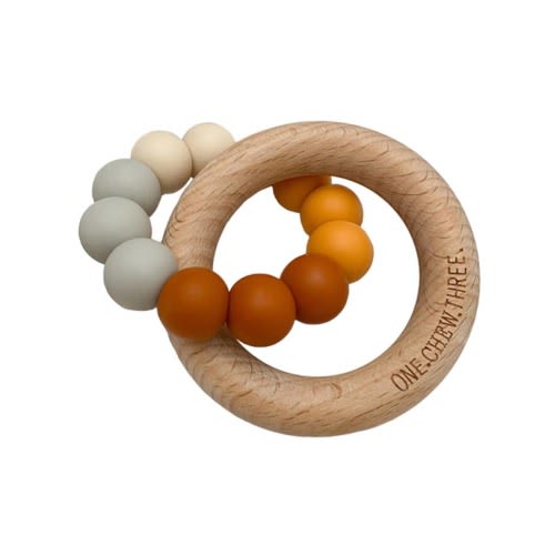 One.Chew.Three Ombre Silicone and Beech Wood Teether