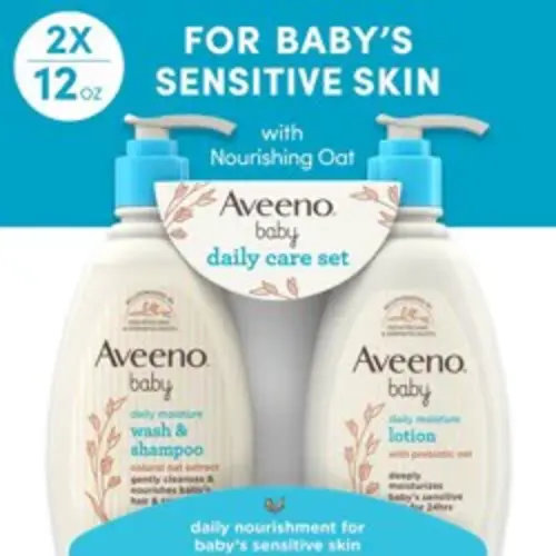 Aveeno Baby Daily Care Gift Set Includes Daily Moisturizing Body Lotion & 2-in-1 Baby Bath Wash & Shampoo - 2 ct | Shipt