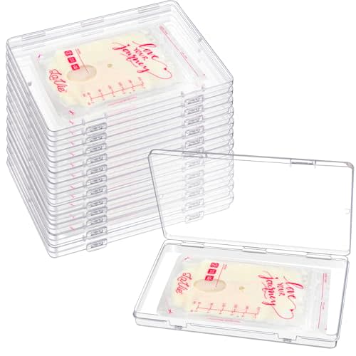 12 Pcs Clear Flat Breast Milk Freezer Storage Organizer, Space Saving Breastmilk Freezer Tray for Breastfeeding Bag Organization, Reusable Breastmilk Storage Containers, 7.48 x 5.11 x 0.67 in (12 Pcs)