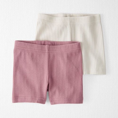 Dark Blush, Sweet Cream Baby Organic Cotton Ribbed Pedal Shorts | carters.com