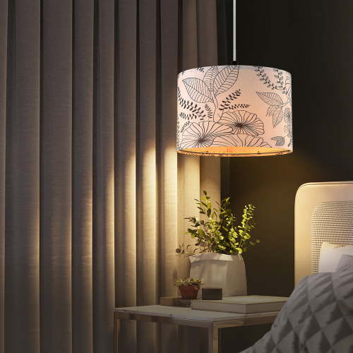 Cinkeda Plug in Pendant Light Dimmable Floral Hanging Lamp with Shade for Kitchen Island Bedroom Living Room(Bulb Included)