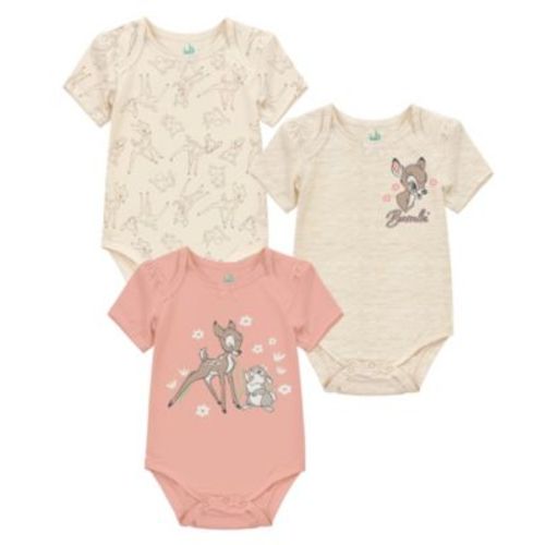 Baby Girls 3-Pack Bambi Short Sleeve Bodysuit