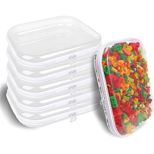 Clear Hard Shell Zipper Case,6PCS Transparent Clear Zipper Pouches,Hard Side Plastic Case Set,Portable Travel Storage Organizer Bins