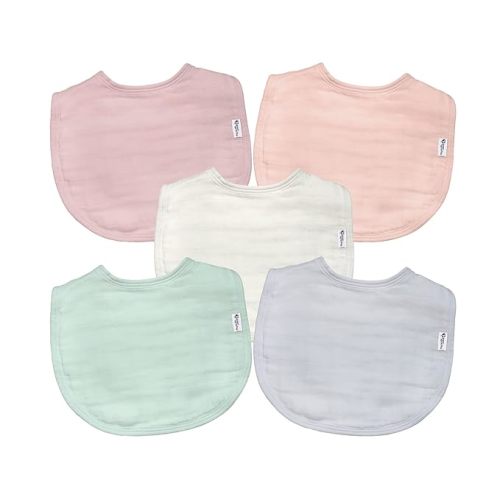 green sprouts Absorbent Organic Cotton Muslin Bibs, 0-12mo Hypoallergenic, STANDARD 100 by OEKO-TEX Certified, Tested for Hormones