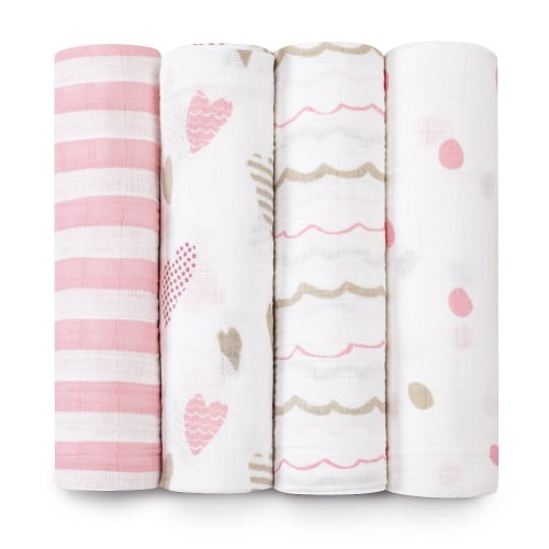 Aden + Anais Classic Muslin Swaddle (4 Pack) - Heart Breaker