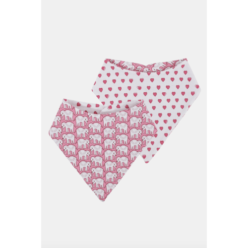Infant Hearts & Hathi Bandana Bib Set