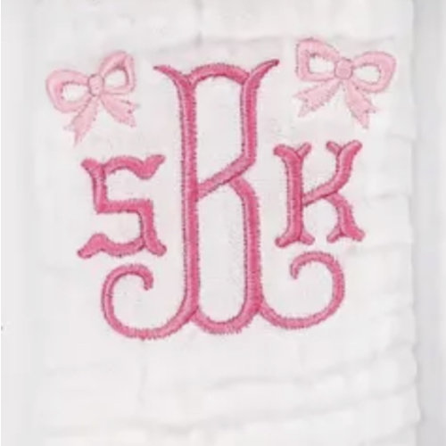 Pink Bow AST Monogram Embroidery
