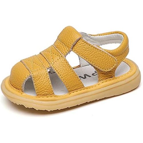 DADAWEN Baby Boys Girls Summer Lightweight Soft Sole Closed-Toe Outdoor Leather Athletic Sandals