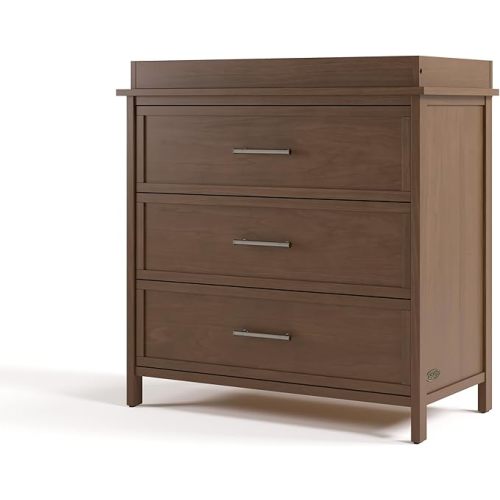 Graco Classic 3 Drawer Changing Table Dresser (Hazelnut) - GREENGUARD Gold Certified Baby Dresser with Changing Table Top, Includes Interlocking Drawer System