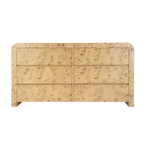 Foundry Select Cassius Burl Wood 6-Drawer Dresser | Wayfair