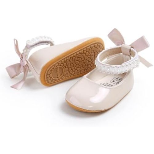 Baby Girls Mary Jane Flats Non-Slip Soft Sole Infant Newborn Walking Shoes Princess Wedding Dress Shoe