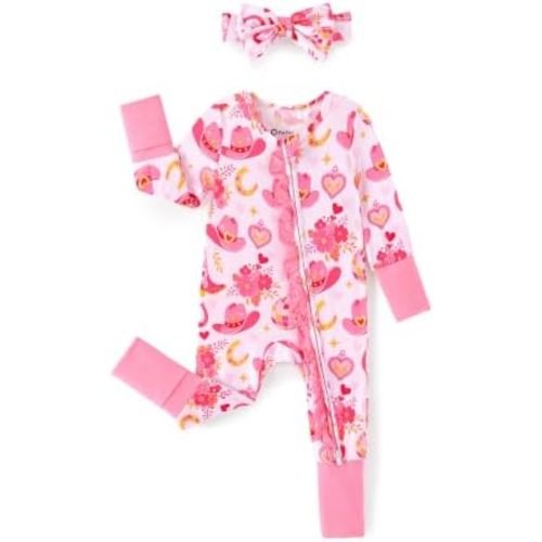 PATPAT Bamboo Viscose Baby Footie with Headband, NB-2T