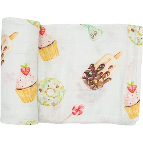 immispace - Ultra Soft Swaddle Blanket | Muslin Blankets for Girls & Boys | Newborns & Infants Gifts | 30% Organic Cotton + 70% Rayon | Large 47" x 47" | Machine Washable (Sweet Treats)