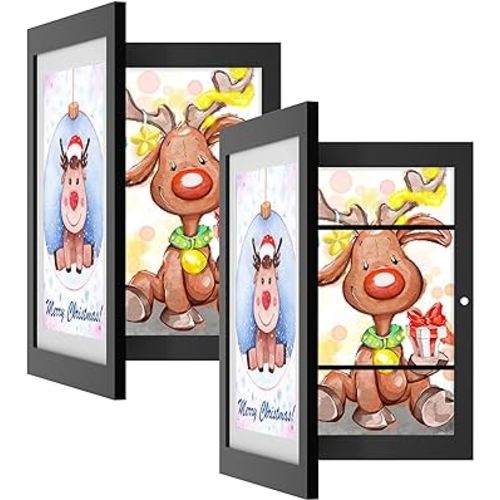 Orionstar Kids Art Frames, Artwork Picture Frames Changeable with Stand, Front Opening Picture Display Frames Holds 100 Paper Pcs, Artwork Display Storage Frames for Children, Desk, Home and Office,