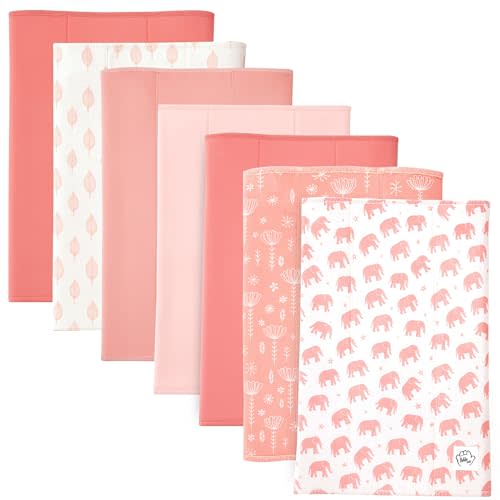Baby Burp Cloths for Boys and Girls - 7 Pack Large 100% Organic Cotton - Double Layered Extra Absorbent Burp Rags, Pink