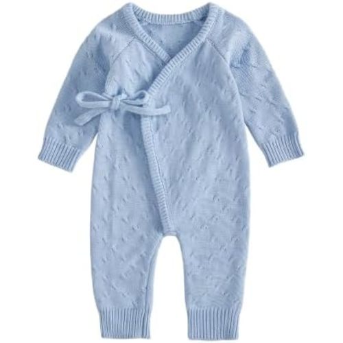 Kupretty Newborn Outfit Baby Boy Knit Wrap Sweater Romper Jumpsuit