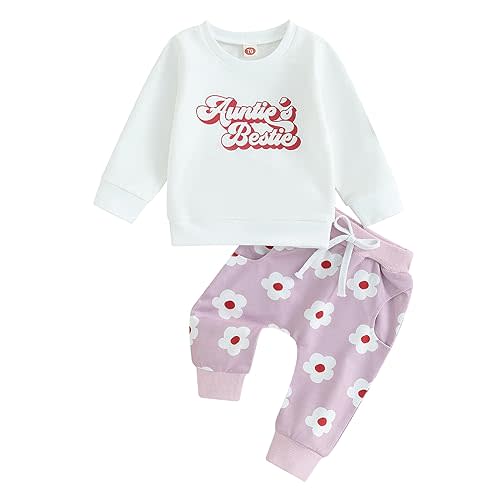 Toddler Baby Girl Clothes Long Sleeve Letter Print Sweatshirt and Stretch Jogger Pants Newborn Fall Winter Outfit