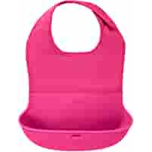 OXO Tot Waterproof Silicone Roll Up Bib with Comfort-Fit Fabric Neck
