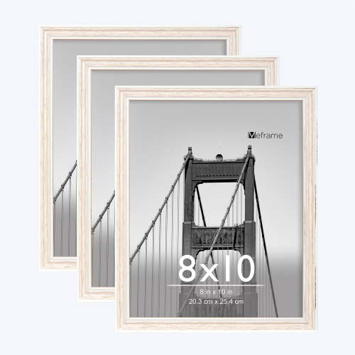 Meframe 3 PACK 8x10 Tabletop Picture Frame, linear picture frame, Hanging or Tabletop Display 8x10 Photo, Grey