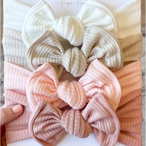 Everyday Essentials Basics (Neutral + Pink) | Ribbed Baby Bow Bundle | Harper + Remi