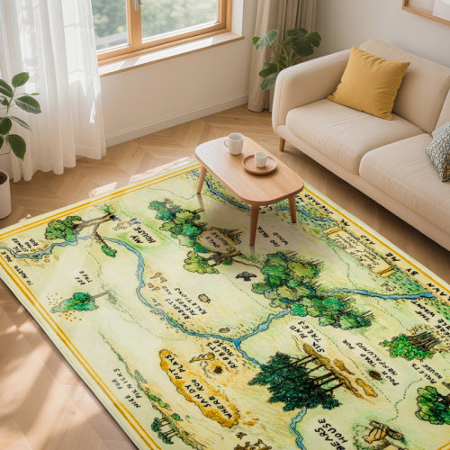 Cavorel Nursery Play Rug Hundred Acre Wood Washable Woodland Kids Area Rug With Non-Slip Backing, 6X9 Ft, Deep Green | Wayfair