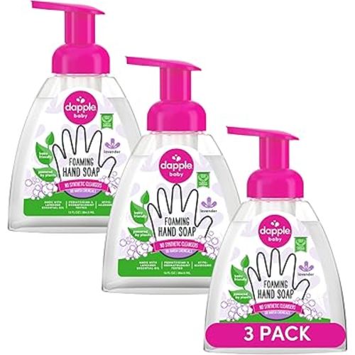 Dapple Foaming Hand Soap, Gentle Hand Wash Baby Soap, Hypoallergenic for Sensitive Skin, Powered by Plants, Lavender, 13 Fl Oz (Pack of 3)