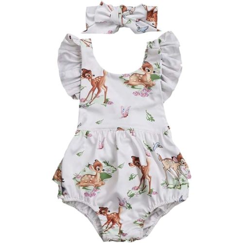 Amazon.com: IBTOM CASTLE Baby Girls Clothes Cartoon Deer Bodysuit Romper+Headband Ruffle Bodysuit Sunsuit Birthday Playsuit Outfit Set: Clothing, Shoes & Jewelry