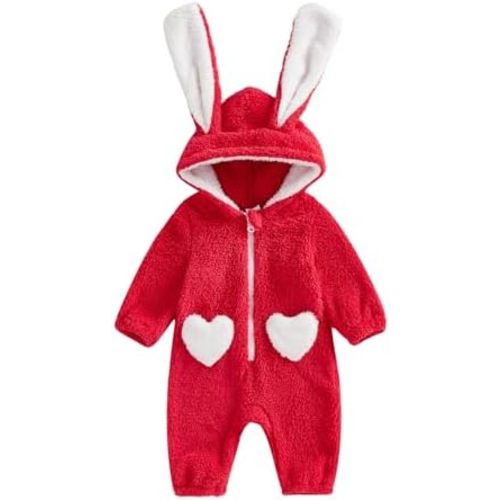 Newborn Girl Clothes Valentines Outfit Bunny Onesie Hoodie Romper Long Ear Rabbit Jumpsuit Cute Easter Clothes