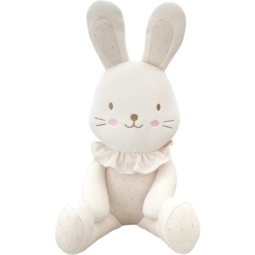 Super Soft Organic Cotton Baby First Friend, Attachment Doll for Baby, Pillow Buddy, Plush Animal Toys, Stuffed Animal Bunny, Chubby Cheeks Frill Bunny