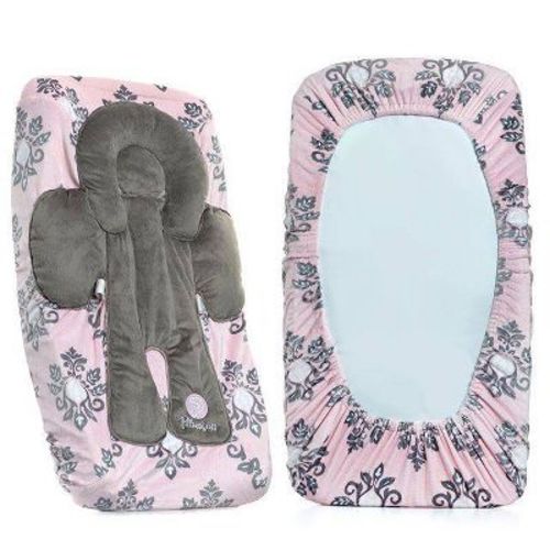 PillowSheets Ultra Plush Changing Pad Cover, With Built-in Body Support - Pink/Gray