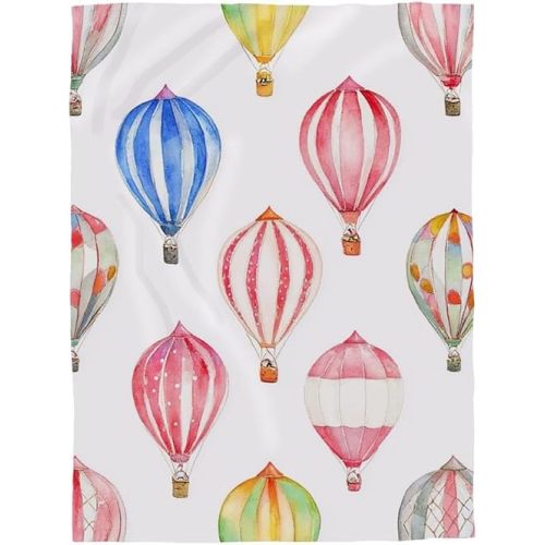 Mugod Balloon Throw Blanket Cute Watercolor Hot Air Balloons Pattern Decorative Soft Warm Cozy Flannel Plush Throws Blankets for Baby Toddler Dog Cat 30 X 40 Inch