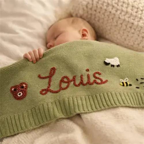 Personalized Knit Baby Blanket