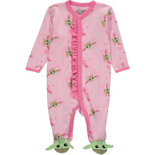 STAR WARS Baby Girls Baby Yoda Pajamas One Piece - Baby Footie Pajamas - Baby Girl Sleepers