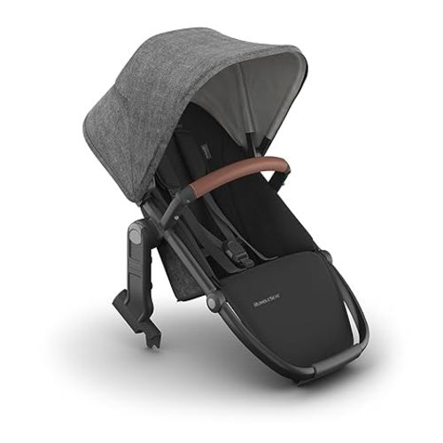 UPPAbaby RumbleSeat V3 Second Lower Seat - Compatible with Vista V2 and Vista V3 - All-Weather Seat + Magnetic Buckle – Adapters Included - Greyson (Charcoal Mélange/Carbon Frame/Saddle Leather)