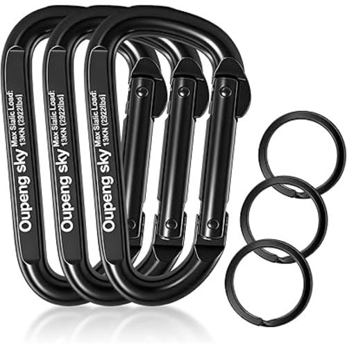 Carabiner Clip - Heavy Duty Carabiners 800lbs-13KN (2922 lbs) Carabeaner D Ring Shape,Key Chain Clip Hook,Keychain Clip,Multipurpose for Camping, Hiking,Backpacking or Other Outdoor Activities.