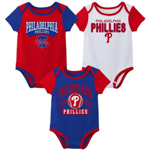 PHILADELPHIA PHILLIES Infant Assort Color Cotton 3PK Short Sleeve Onsie