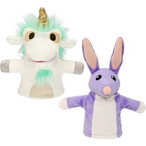 Bluey Unicorse and Bob Bilby Plush Puppet Pack of 2, 8-9”, Soft, Animal Puppets Made for Little Hands, Cuddly Puppets for Kids Ages 3+