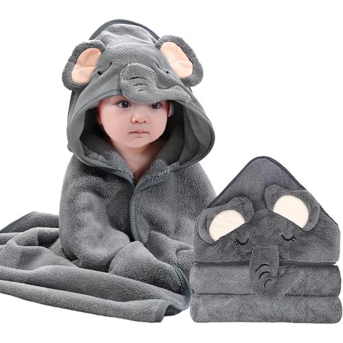 Hooded Baby Towels - Premium Ultra Soft Organic Baby Bath Towel – Absorbent and Hypoallergenic Towels for Baby Boy Girl, Toddler, Newborn Essentials (1 Pack Elephant)