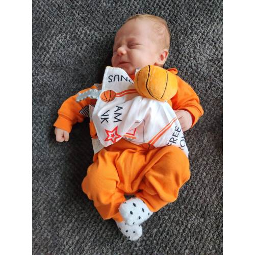 Baby Jack & Co 10x10” Basketball Sports Lovey Sensory Tag Toy - Baby Stroller Toy - Perfect Baby Baller MVP - Baby Sports Gift