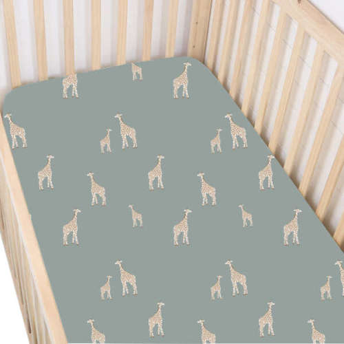Standard Crib- Baby's Crib Sheet, Giraffe Moss - günamüna | Maisonette